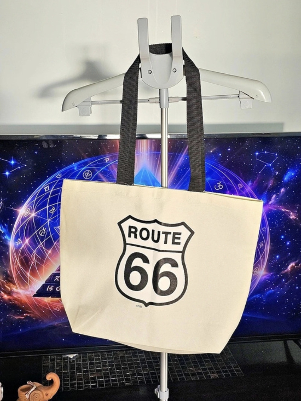 ❗️ROUTE 66 Sign Tote Bag Graphic Tote Bag in Cream & Black . UNISEX ❗️